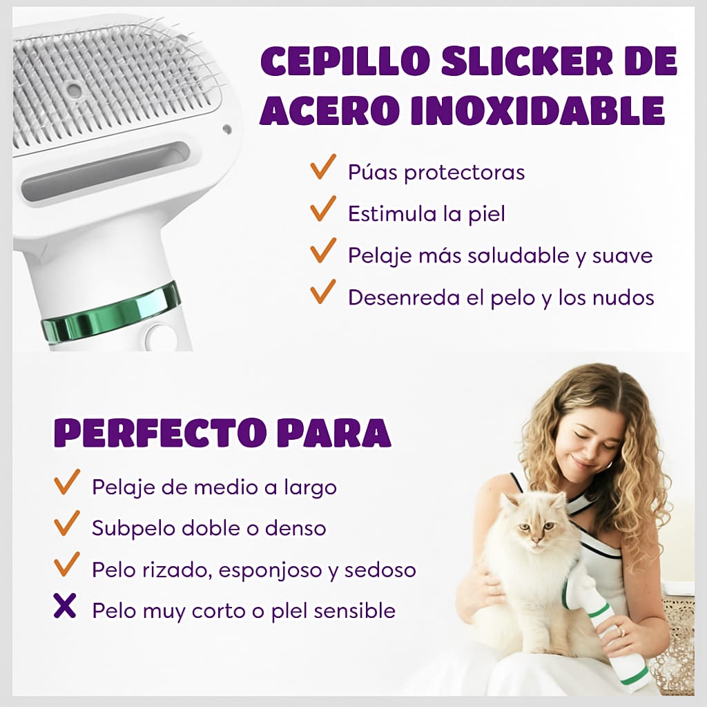 💨 Secador - Cepillo 2 en 1: Pelaje Suave, Secado Rápido y Sin Estrés - CasaPeluda