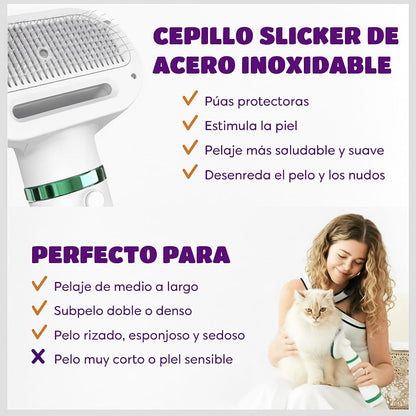 💨 Secador - Cepillo 2 en 1: Pelaje Suave, Secado Rápido y Sin Estrés - CasaPeluda